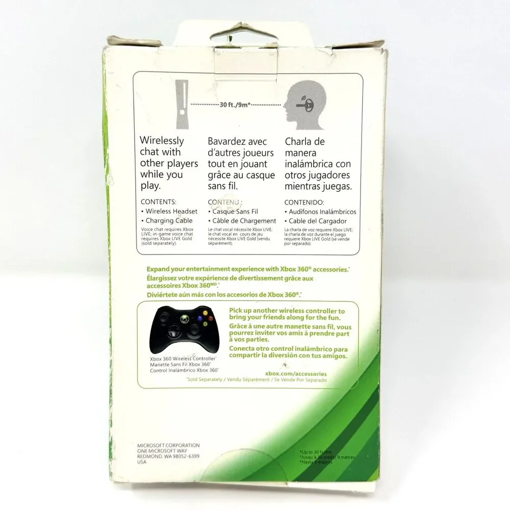 Microsoft P6F-00001 Xbox 360 Wireless Headset Black New Gaming Accessory